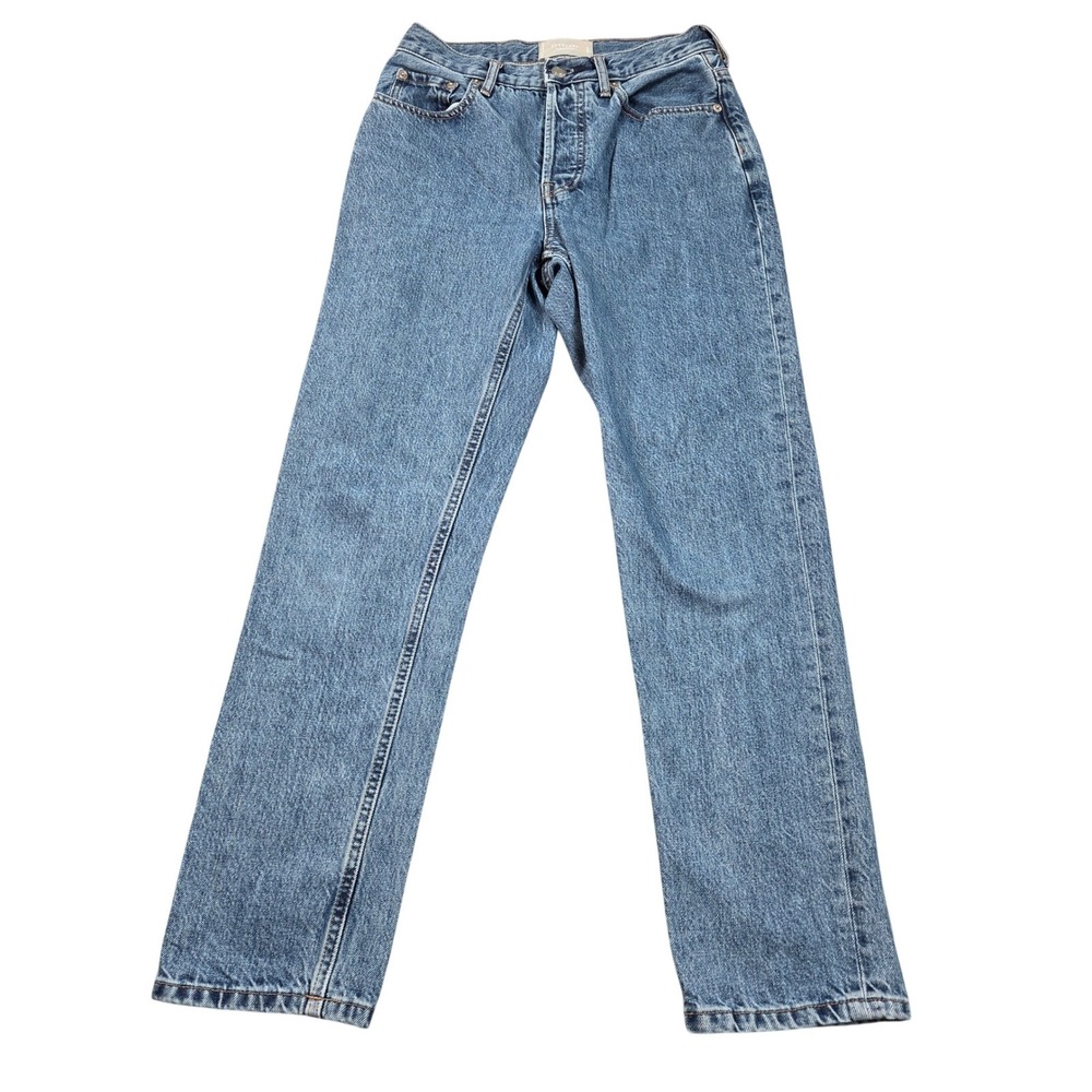 Everlane The 90s Cheeky Jean 25 Reg Blue Organic Cotton Straight Leg Button Fly